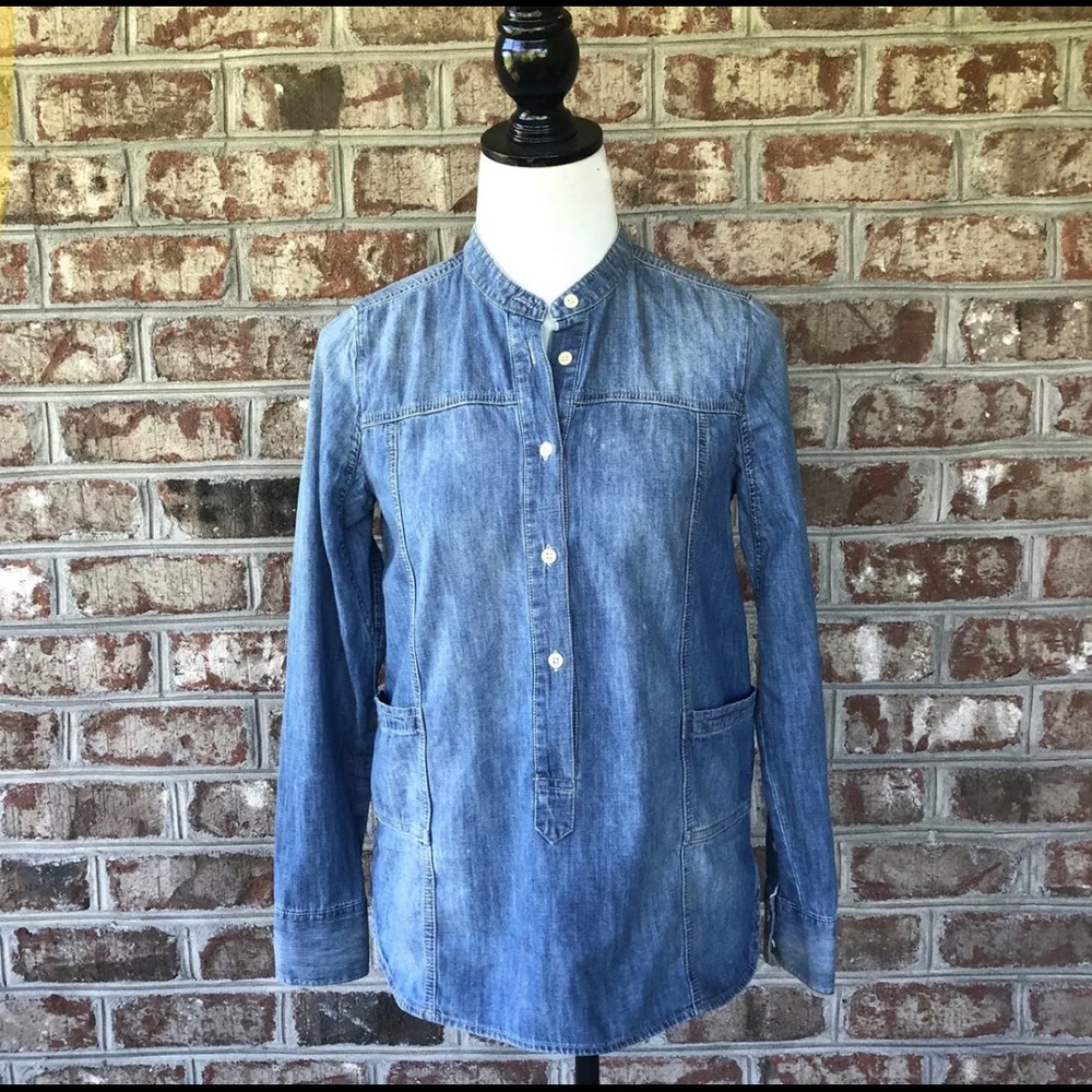 Madewell distressed denim tunic xs